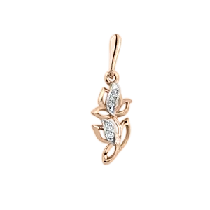 Product image 1 of the product “Pendant “Flower with Leaves” in 585 Rose Gold with Cubic Zirconia ”