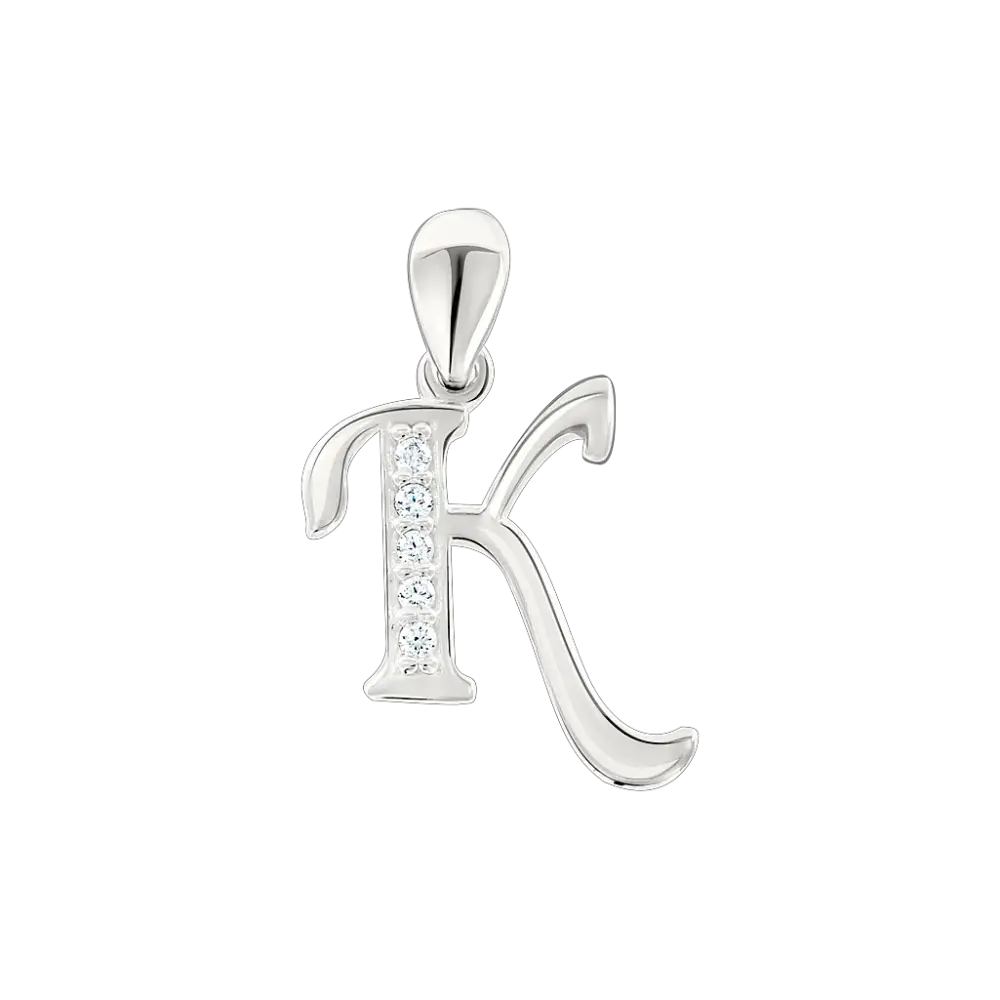 Artikelbild 1 des Artikels “Anhänger „Buchstabe K mit Steinen“ aus 925 Silber mit Zirkonia “