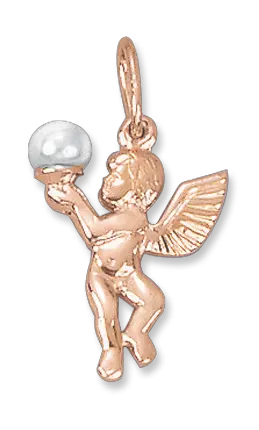 Artikelbild 1 des Artikels “Anhänger „Engel mit Perle“ aus 585 Rotgold mit Perlen “