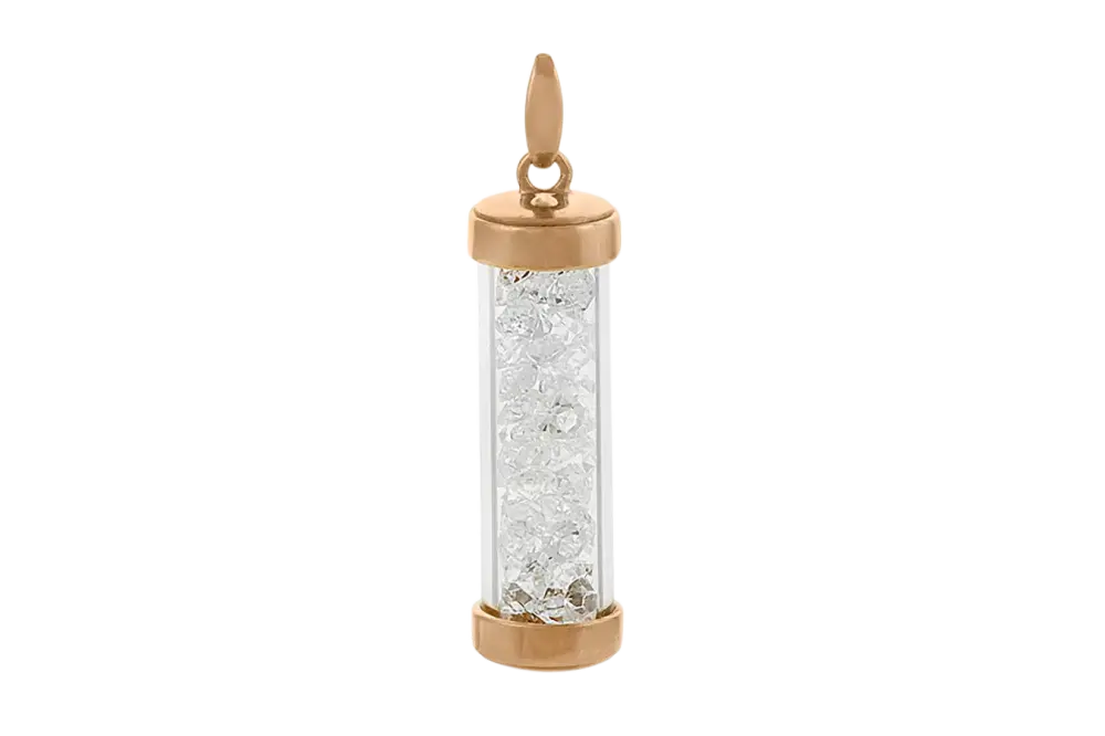 Product image 1 of the product “Pendant “Glass Tube with Crystals” in Gold-Plated 925 Sterling Silver with Jewellery Glass, Height 37 mm ”