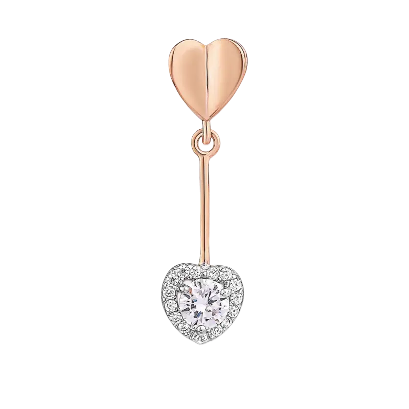 Product image 1 of the product “Pendant “Heart with Heart on Bar” in 585 Rose Gold with Cubic Zirconia ”