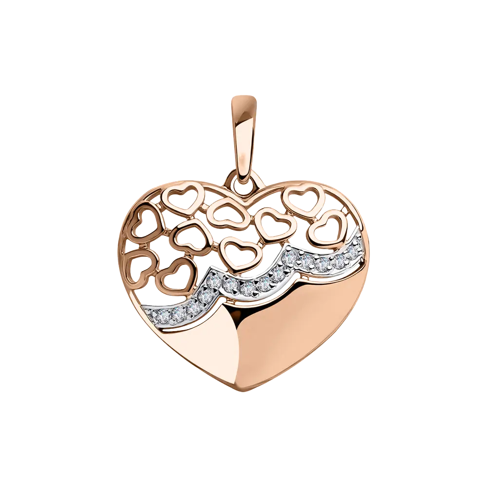 Artikelbild 1 des Artikels “Anhänger „Herz mit Herzen durchbrochen“ aus 585 Rotgold mit Zirkonia “