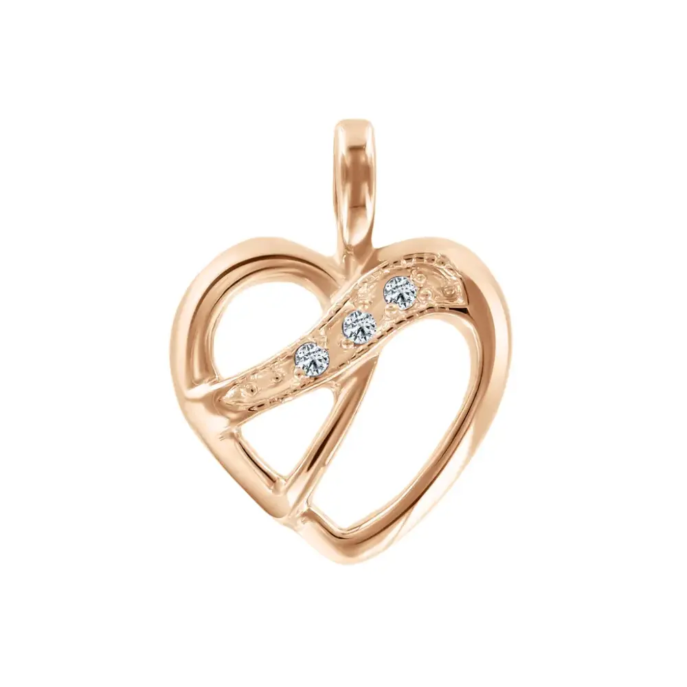 Artikelbild 1 des Artikels “Anhänger „Herz mit Steinband“ aus 585 Rotgold mit Zirkonia “