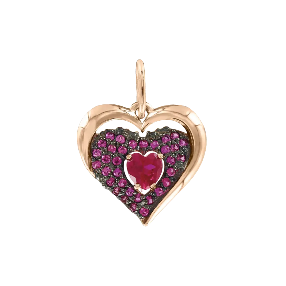 Product image 1 of the product “Pendant “Heart with Stone Panel” in 585 Rose Gold with Cubic Zirconia ”
