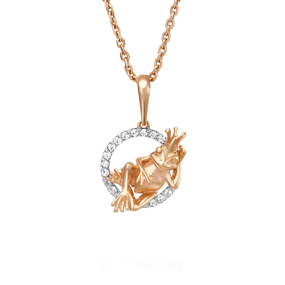 Product image 1 of the product “Pendant “Crab in Stone Halo” in 585 Rose Gold with Cubic Zirconia ”