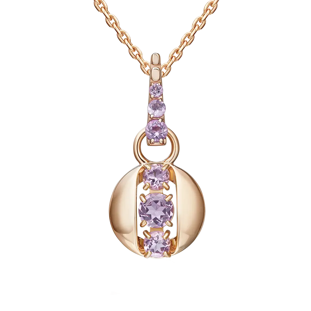 Product image 1 of the product “Pendant “Ball with Three Stones” in 585 Rose Gold with Amethyst ”