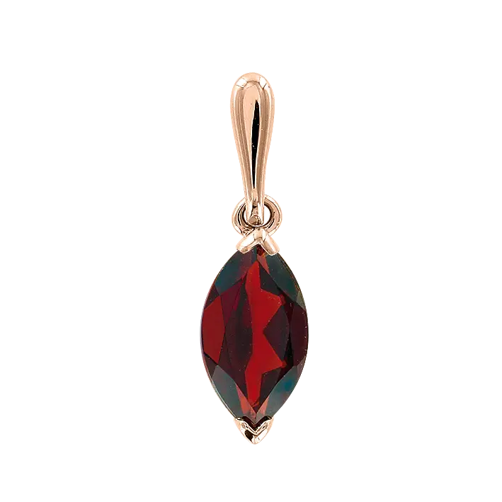 Artikelbild 1 des Artikels “Anhänger „Navette“ aus 585 Rotgold mit Granat “