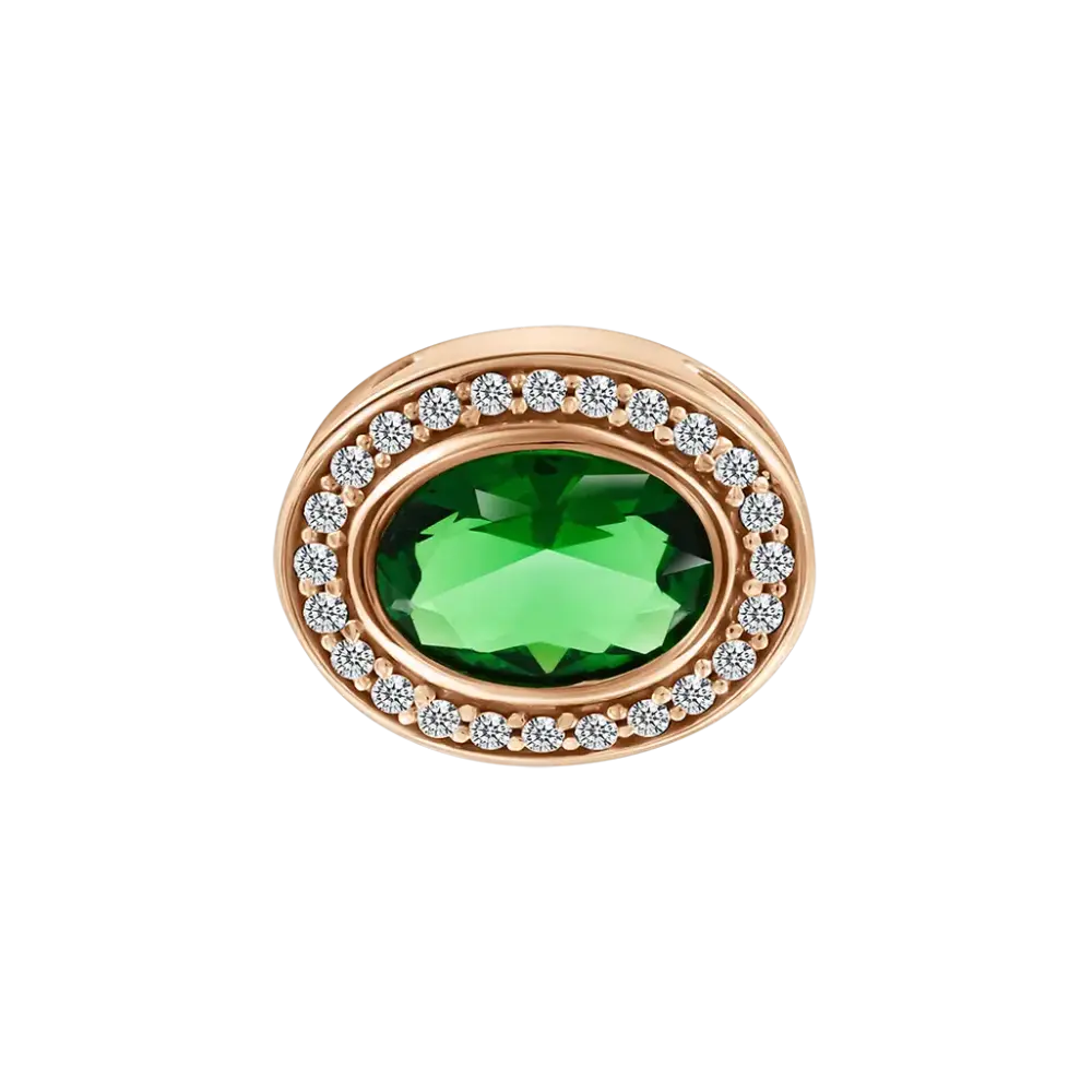 Artikelbild 1 des Artikels “Anhänger „Oval mit grünem Stein und Steinkranz“ aus 585 Rotgold mit Zirkonia “