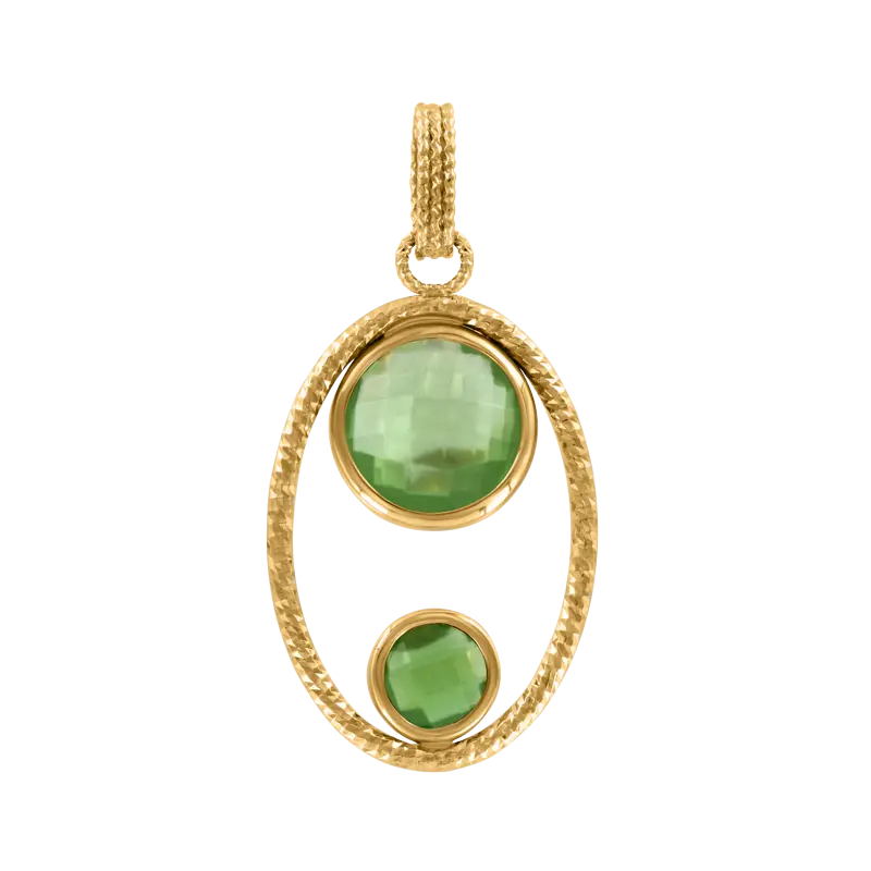 Product image 1 of the product “Pendant “Oval with Green Stones” in 585 Yellow Gold ”