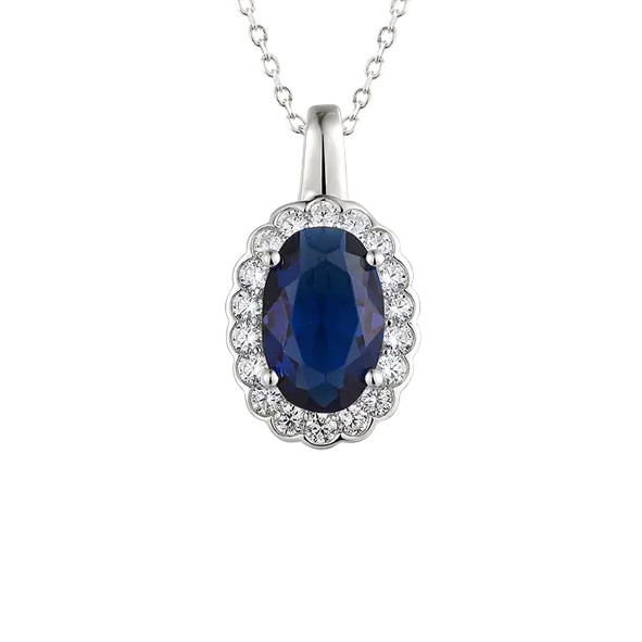 Product image 1 of the product “Pendant “Oval with Stone Halo” in 925 Sterling Silver with Cubic Zirconia, Height 17 mm ”