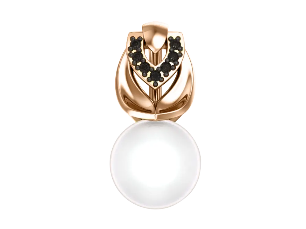 Artikelbild 1 des Artikels “Anhänger „Perle mit schwarzen Steinen“ aus 585 Rotgold mit Zirkonia und Perlen “