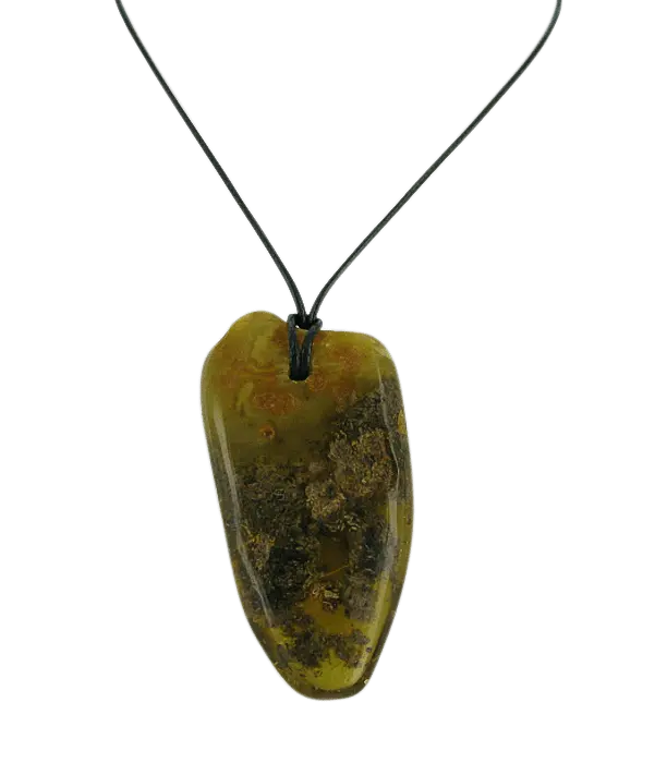 Artikelbild 1 des Artikels “Anhänger „Rohstein am Band“ mit Bernstein, Länge 64 mm “