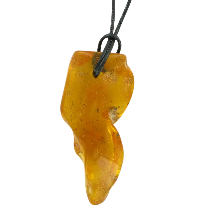 Product image 1 of the product “Pendant “Rough Stone on Cord” with Amber, Length 58 mm ”