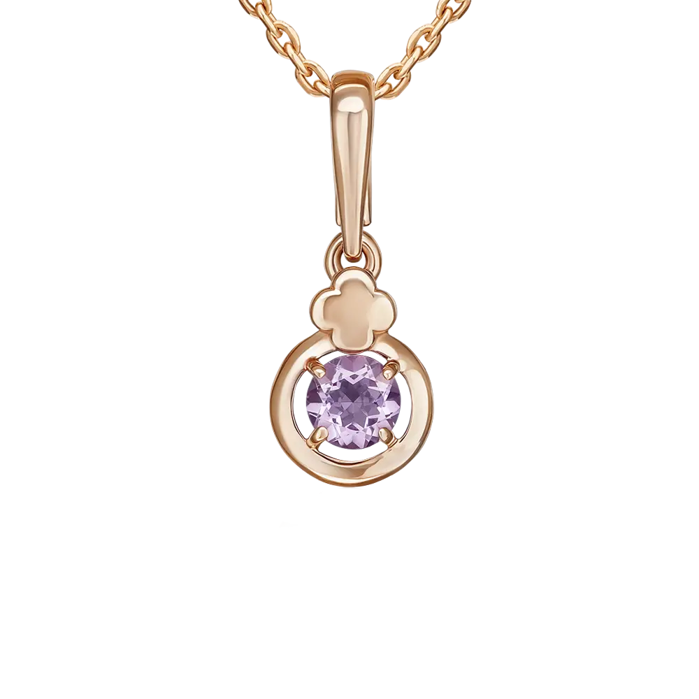 Artikelbild 1 des Artikels “Anhänger „Rund mit Blütenkappe“ aus 585 Rotgold mit Amethyst “
