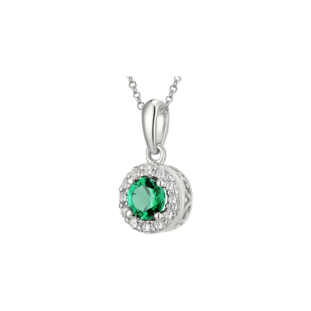 Product image 1 of the product “Pendant “Round with Stone Halo” in 925 Sterling Silver with Cubic Zirconia, Height 15 mm ”