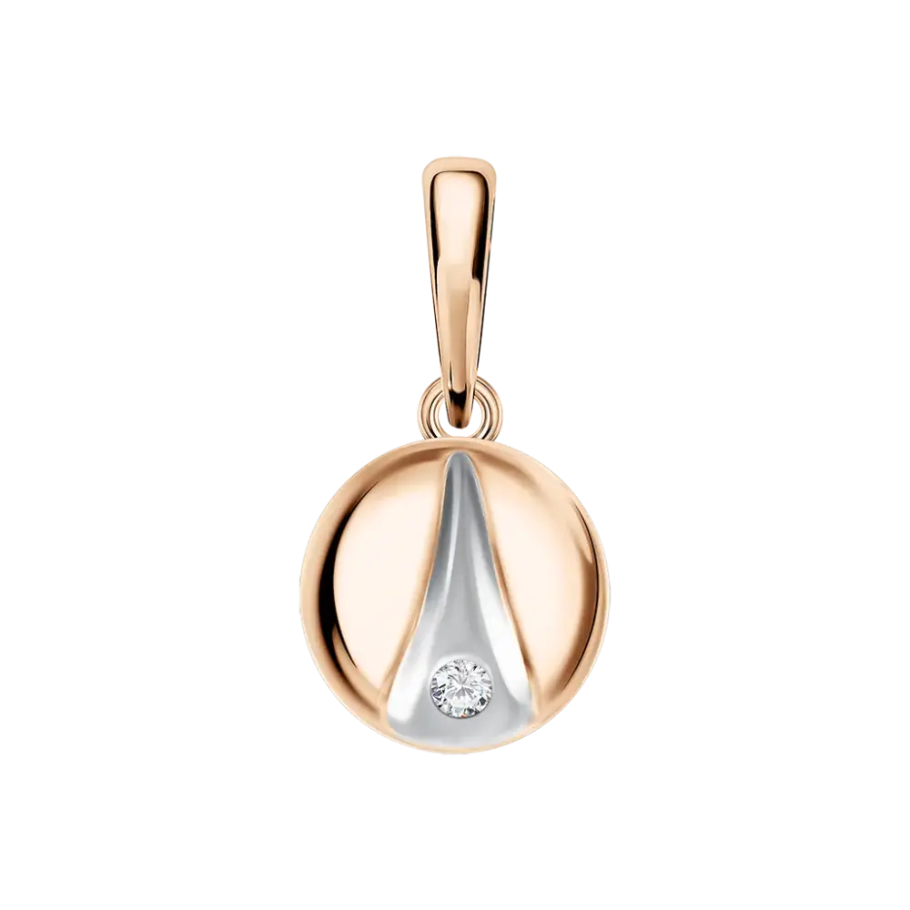 Artikelbild 1 des Artikels “Anhänger „Runde Scheibe mit Stein“ aus 585 Rotgold mit Zirkonia “
