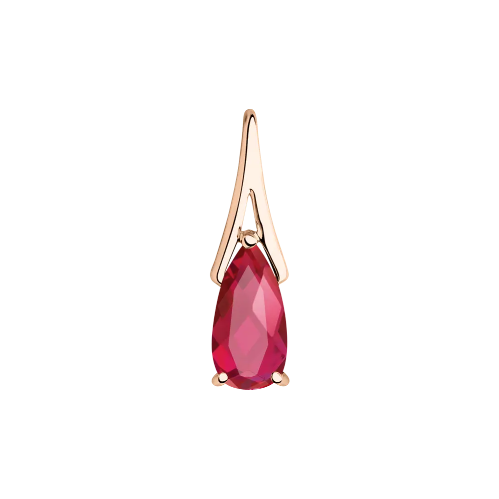 Product image 1 of the product “Pendant “Plain Ruby Drop” in 585 Rose Gold with Synthetic Ruby ”