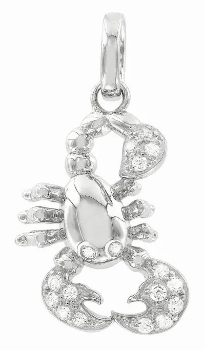 Product image 1 of the product “Pendant “Scorpion with Stones” in 925 Sterling Silver with Cubic Zirconia ”