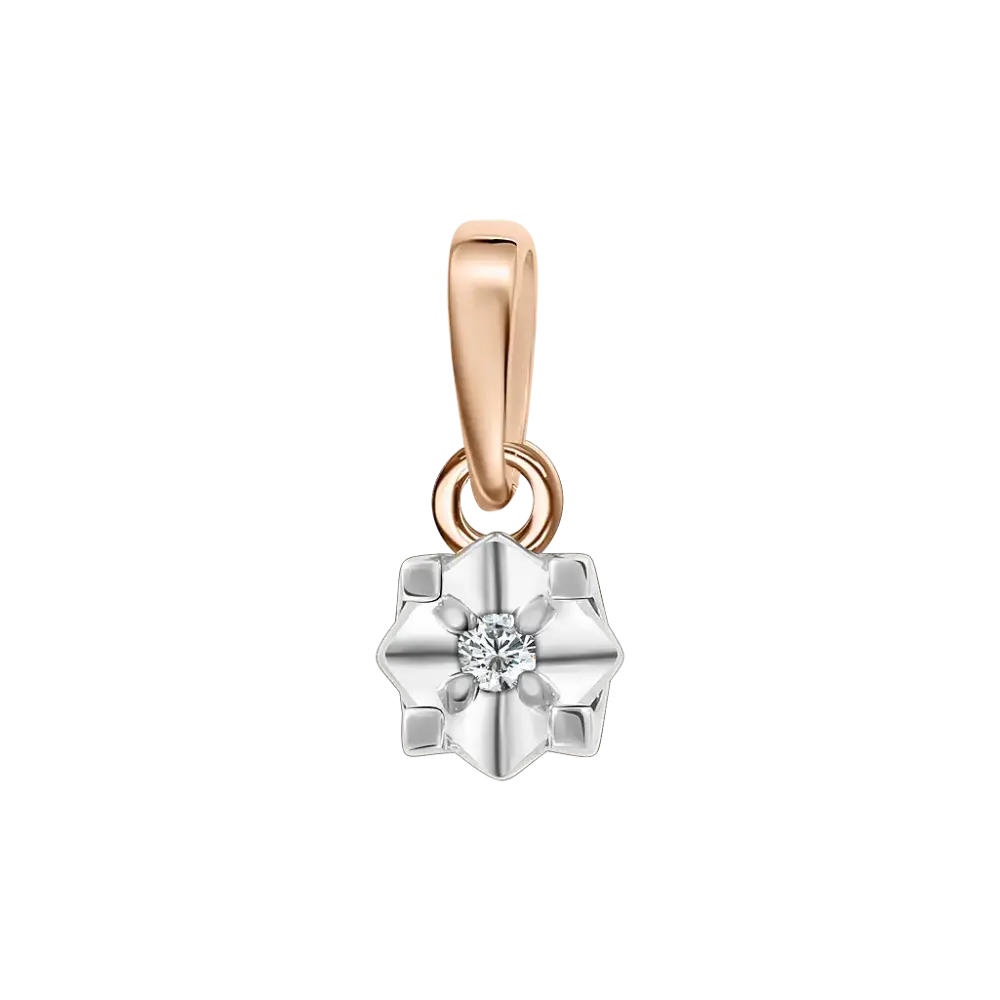 Artikelbild 1 des Artikels “Anhänger „Solitär im Steinfeld“ aus 585 Bicolor-Gold mit Brillanten, Höhe 12 mm “
