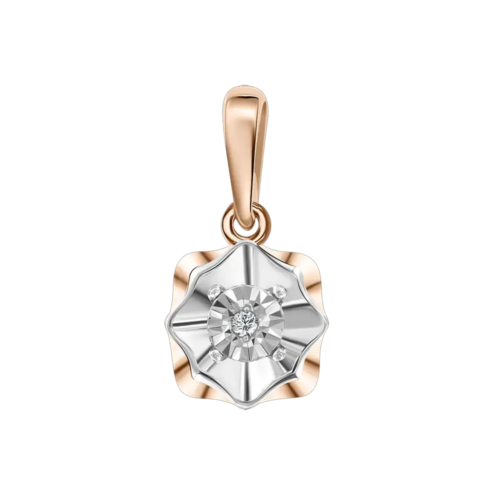 Artikelbild 1 des Artikels “Anhänger „Solitär in Blüte“ aus 585 Bicolor-Gold mit Brillanten, Höhe 18 mm “