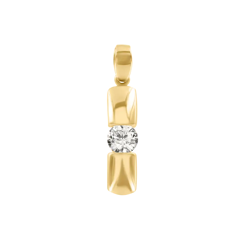Product image 1 of the product “Pendant “Bar with Solitaire” in 585 Yellow Gold with Cubic Zirconia ”