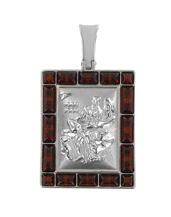 Artikelbild 1 des Artikels “Anhänger Sternzeichen Wassermann aus 925 Silber mit echtem Bernstein, Höhe 41 mm “