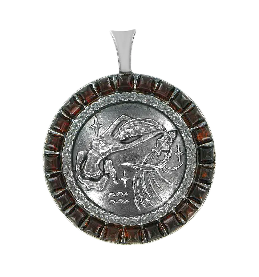 Artikelbild 1 des Artikels “Anhänger Sternzeichen Wassermann aus 925 Silber mit echtem Bernstein, Höhe 41 mm “