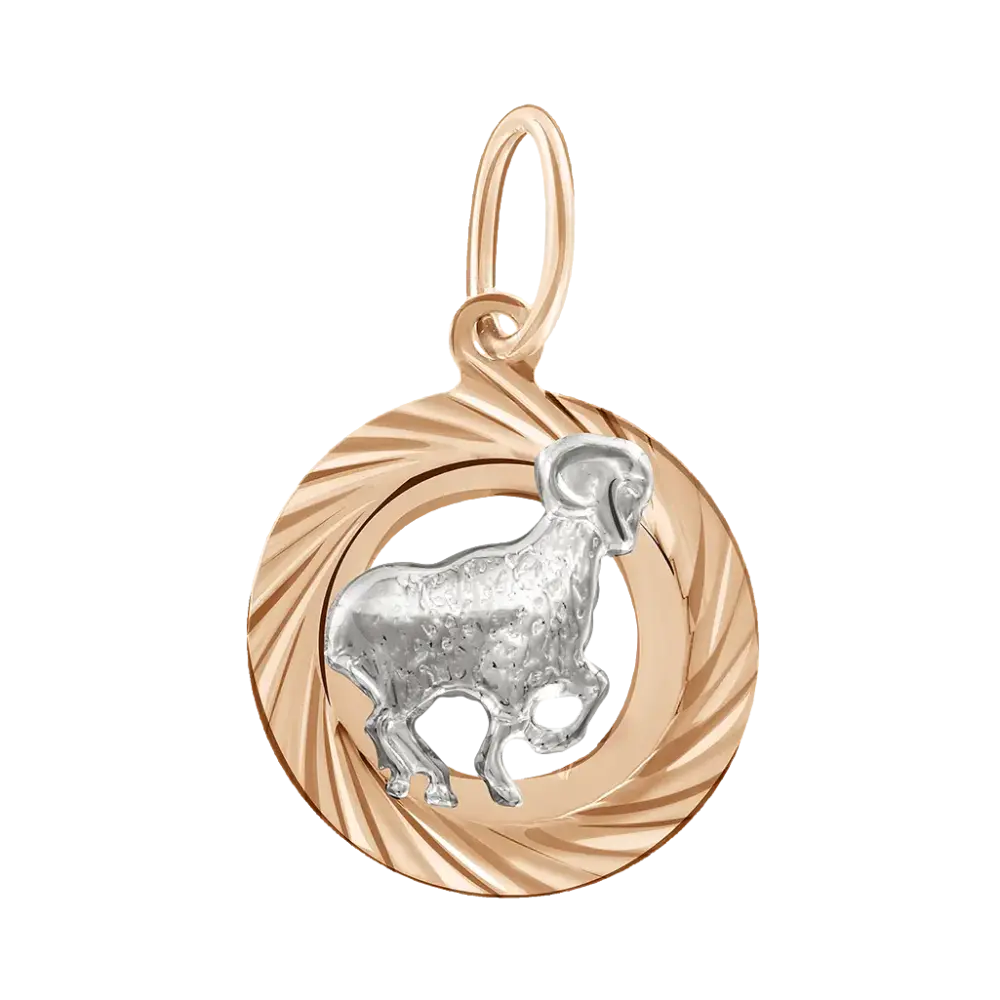 Product image 1 of the product “Zodiac Sign Pendant Aries in 585 Two-Tone Gold, Height 26 mm ”