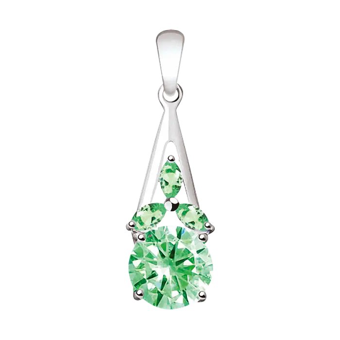 Artikelbild 1 des Artikels “Anhänger „Tropfen mit grünen Steinen“ aus 925 Silber mit Zirkonia “