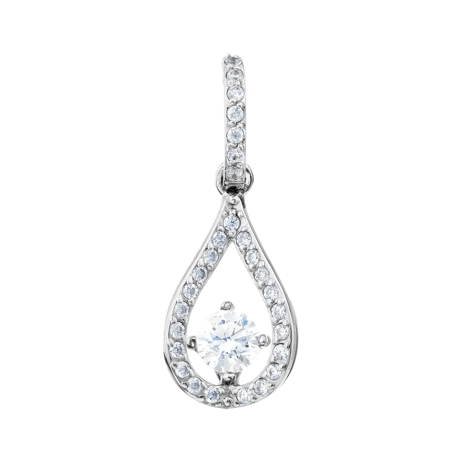 Product image 1 of the product “Pendant “Teardrop with Floating Stone” in 585 White Gold with Cubic Zirconia ”