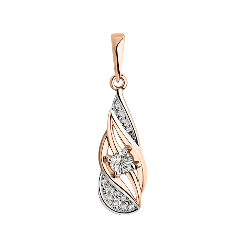 Product image 1 of the product “Pendant “Teardrop with Sweep” in 585 Two-Tone Gold with Cubic Zirconia ”