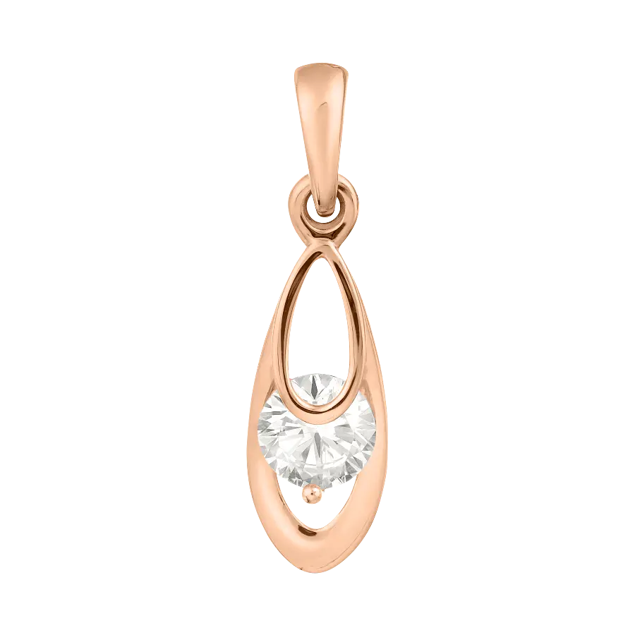 Product image 1 of the product “Pendant “Teardrop with Solitaire” in 585 Rose Gold with Cubic Zirconia, Height 22 mm ”
