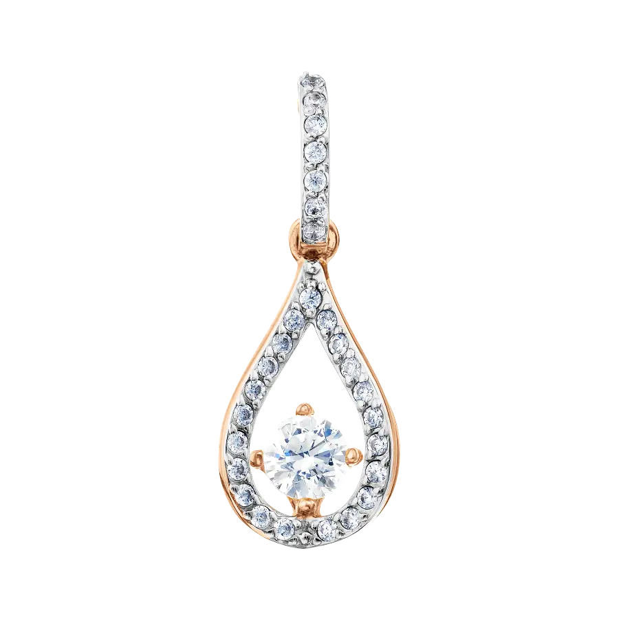 Product image 1 of the product “Pendant “Teardrop with Stone Halo” in 585 Rose Gold with Cubic Zirconia ”