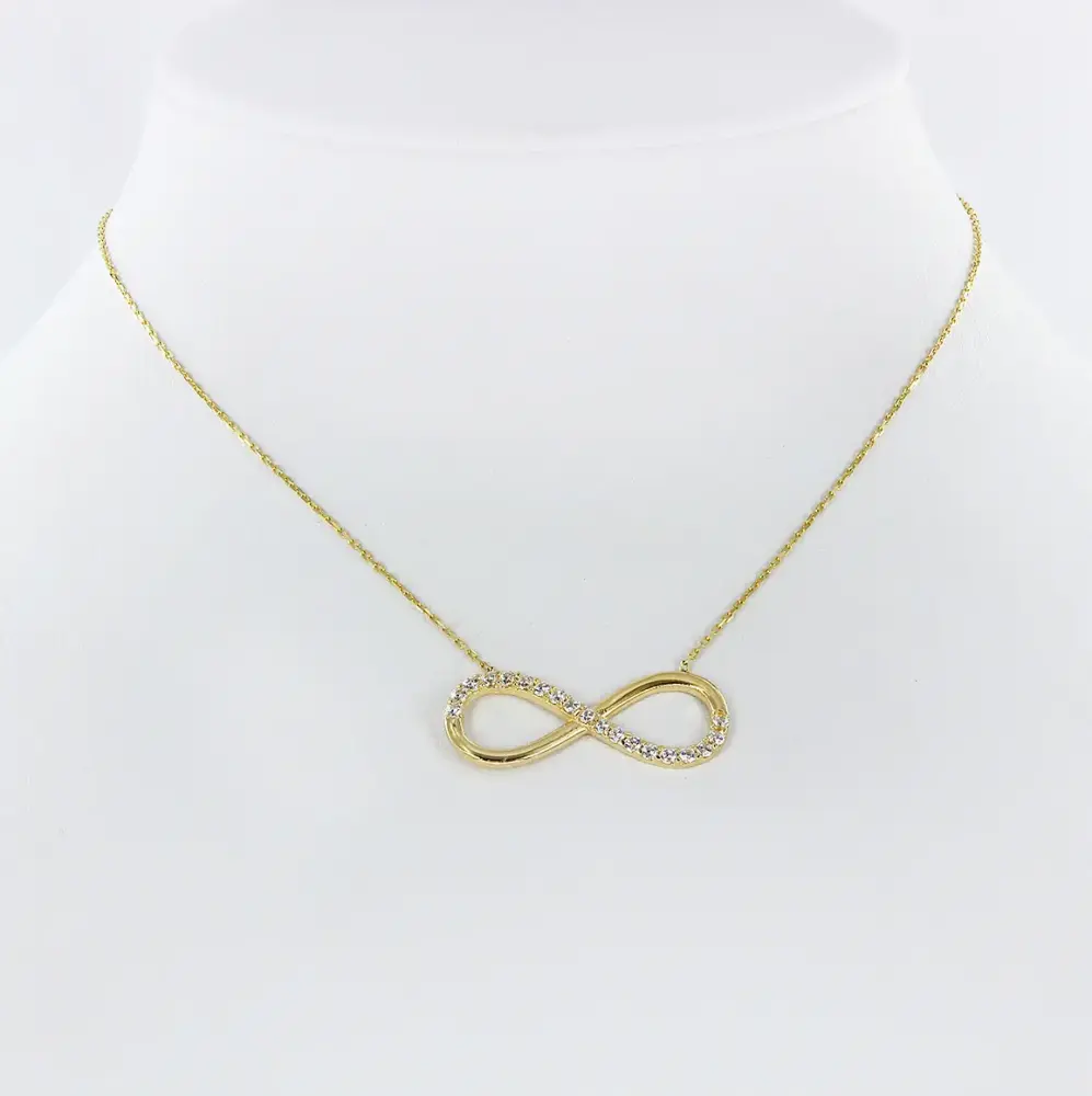 Product image 1 of the product “Pendant “Infinity with Stone Row” in 585 Yellow Gold with Cubic Zirconia ”