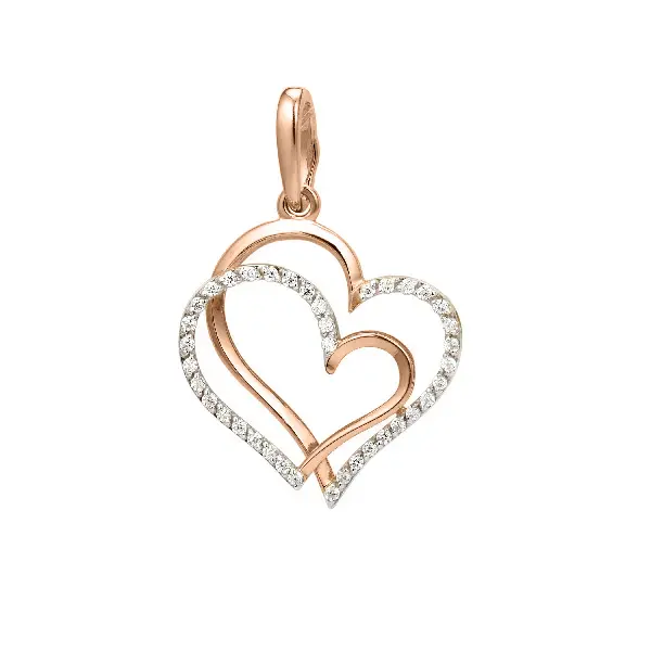 Product image 1 of the product “Pendant “Intertwined Hearts” in 585 Rose Gold with Cubic Zirconia ”
