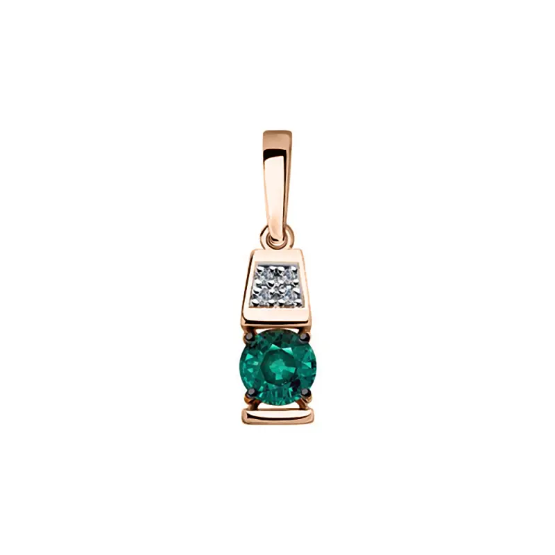 Artikelbild 1 des Artikels “Anhänger „Zwei Steine übereinander“ aus 585 Rotgold mit Brillanten und Smaragd (synthetisch) “