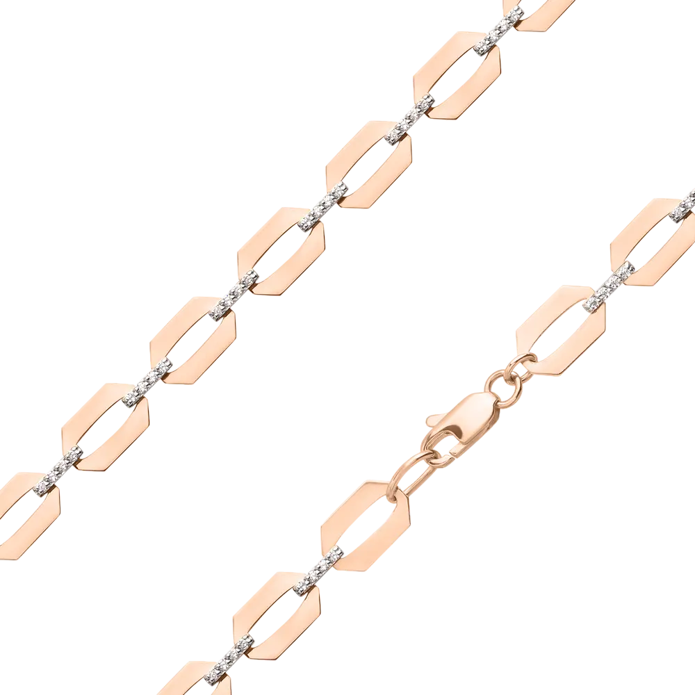 Artikelbild 1 des Artikels “Armband „Achteckglieder“ aus 585 Rotgold mit Zirkonia “