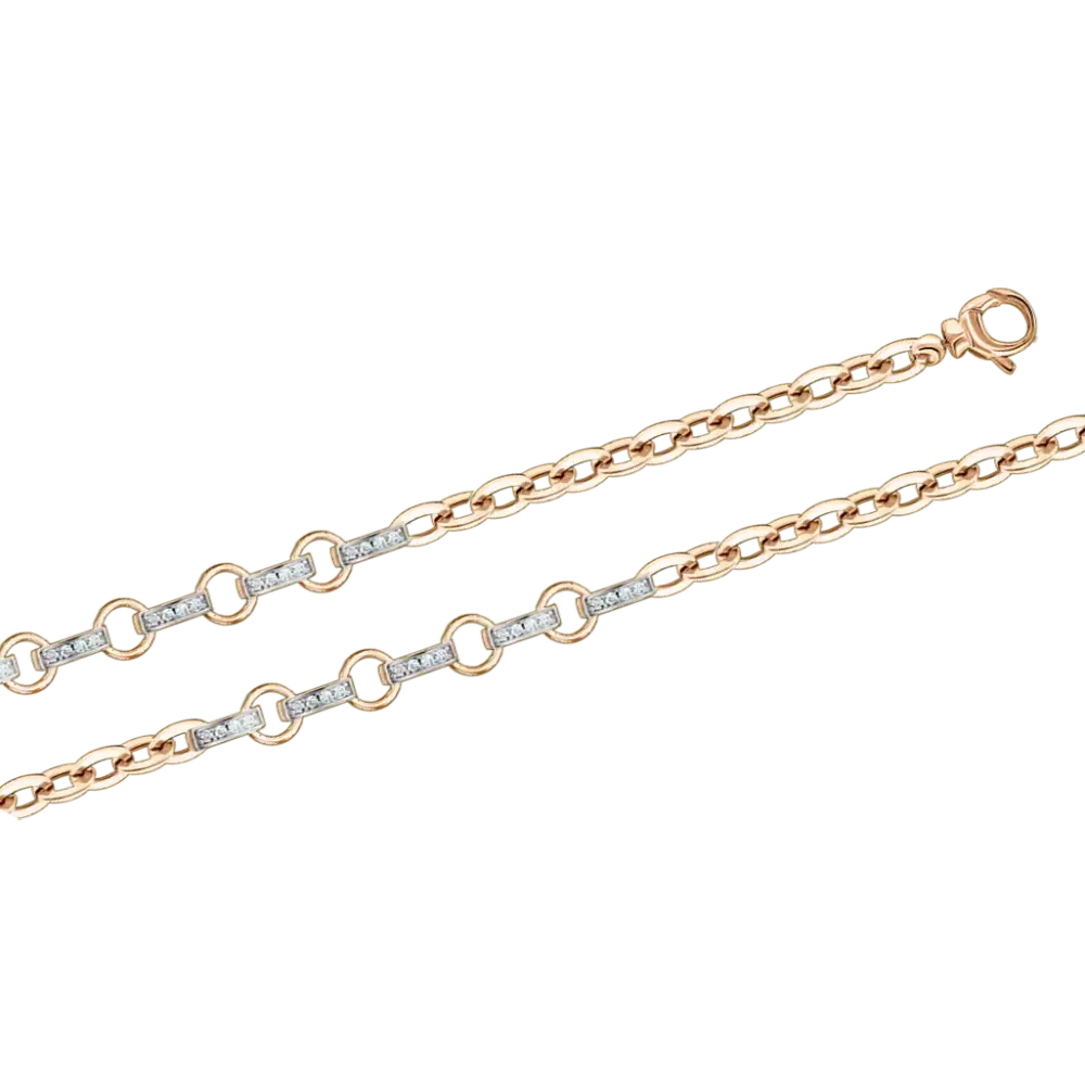 Product image 1 of the product “Bracelet “Anchor Chain with Ring Elements” in 585 Two-Tone Gold with Cubic Zirconia ”