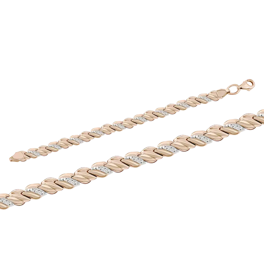 Product image 1 of the product “Bracelet “Twisted Links with Stone Setting” in 585 Rose Gold ”