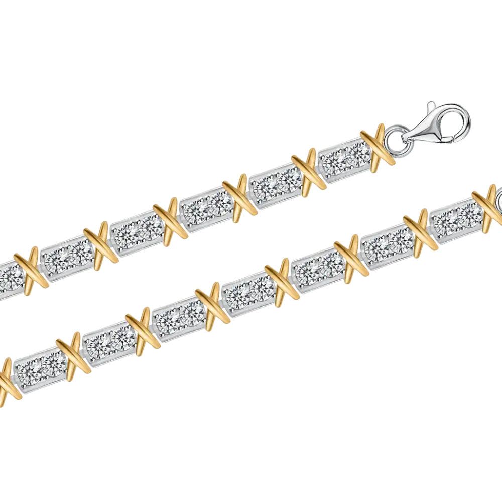 Product image 1 of the product “Bracelet “Link Bracelet with X Elements” in 925 Sterling Silver with Cubic Zirconia ”