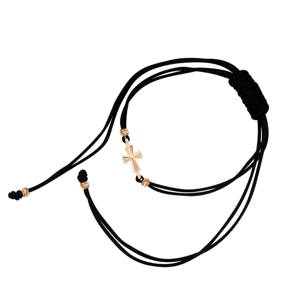 Product image 1 of the product “Bracelet “Cord with Sideways Cross” in 585 Rose Gold ”