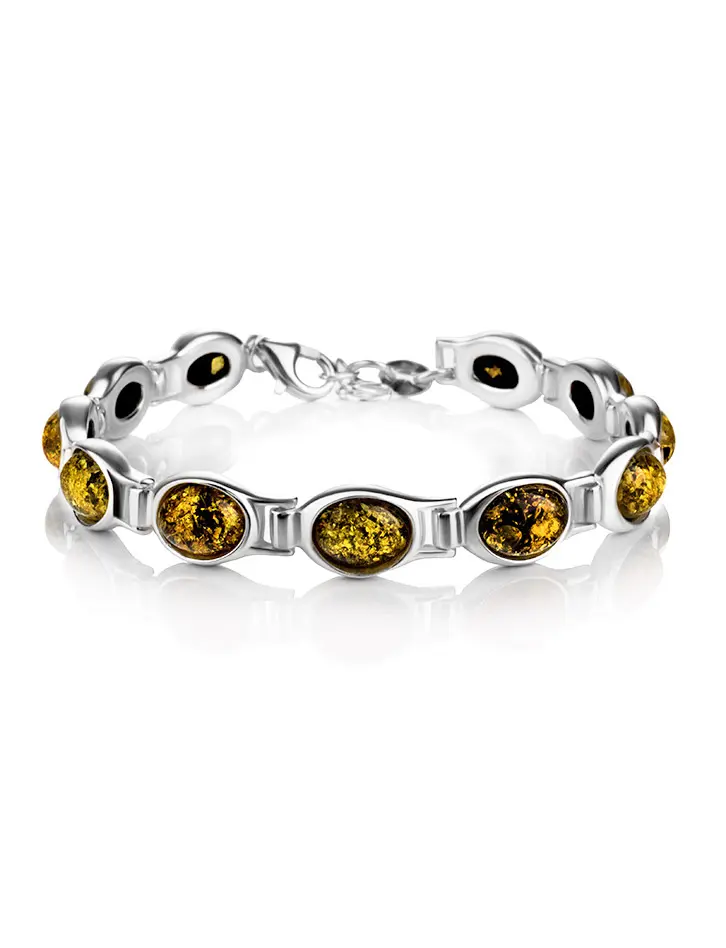 Product image 1 of the product “Bracelet “Oval Stones in a Row” in 925 Sterling Silver with Amber ”
