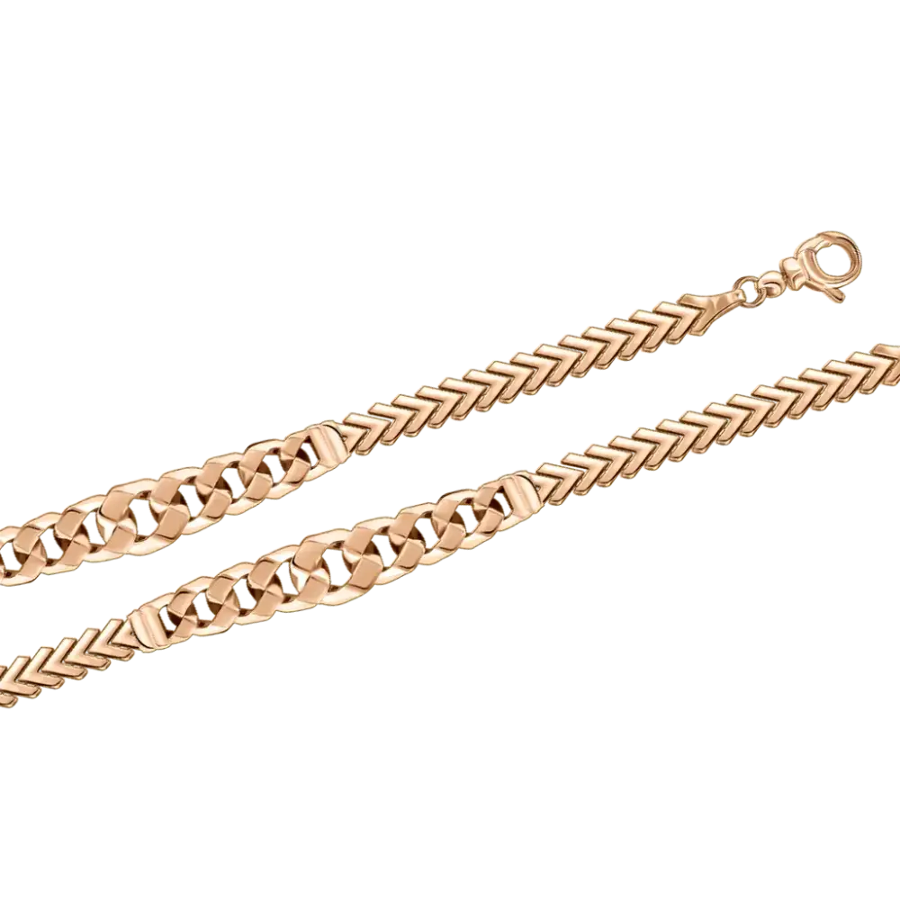 Product image 1 of the product “Bracelet “Curb and Herringbone Links” in 585 Rose Gold ”