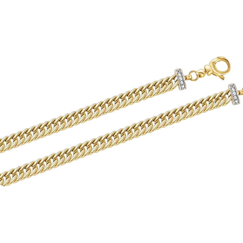 Product image 1 of the product “Bracelet “Curb Bracelet with Side Pieces” in 585 Yellow Gold with Cubic Zirconia ”