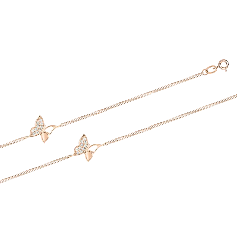 Product image 1 of the product “Bracelet “Butterfly with Stones” in 585 Rose Gold with Cubic Zirconia ”