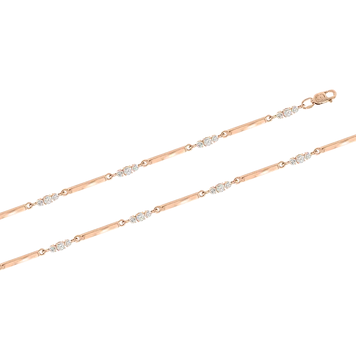 Product image 1 of the product “Bracelet “Bar Chain with Stone Accents” in 585 Rose Gold with Cubic Zirconia ”