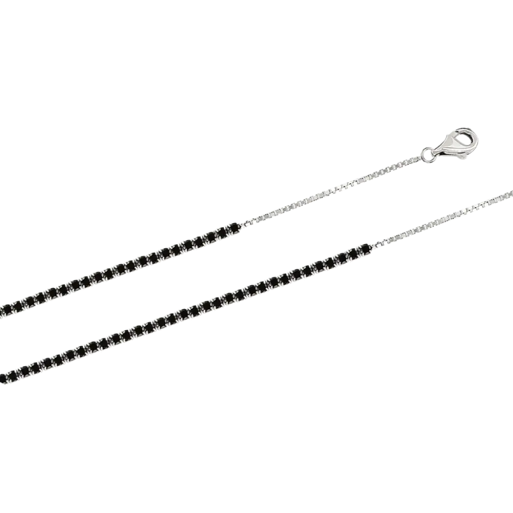 Artikelbild 1 des Artikels “Armband „Steinreihe mit schwarzen Steinen“ aus 925 Silber mit Zirkonia “
