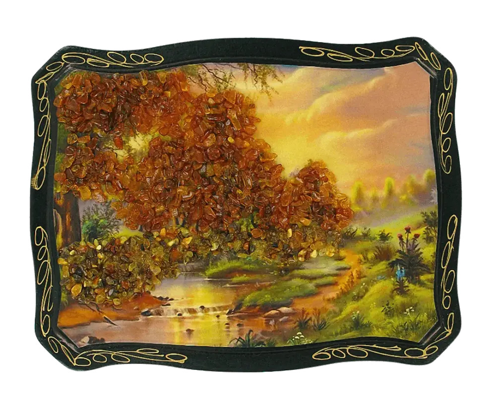 Product image 1 of the product “Amber Picture “Landscape with Stream” ”