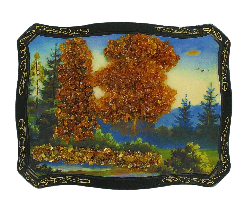 Artikelbild 1 des Artikels “Bernsteinbild „Landschaft mit Birken“ “