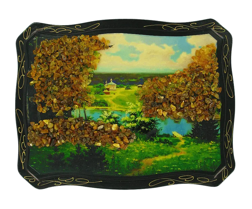 Artikelbild 1 des Artikels “Bernsteinbild „Landschaft mit Seeblick“ “